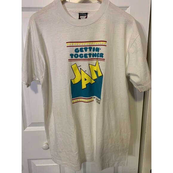 Vintage 1990s JAM Jesus And Me Puffy Print Single Stitch Screen Stars T Shirt XL - Picture 3 of 8